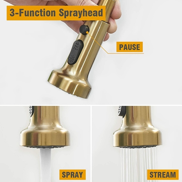 BESy Commercial Kitchen Laundry Faucet with Pull Down Sprayer Brushed Gold New - Picture 7 of 7